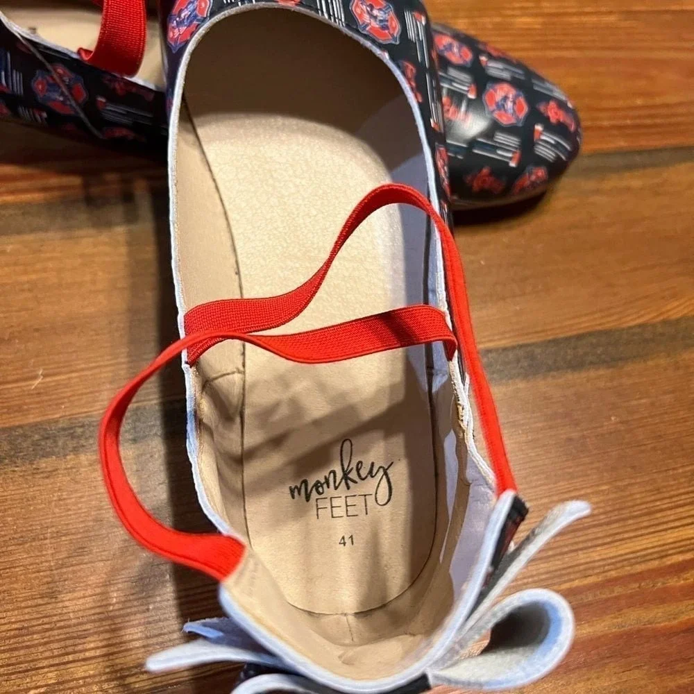 Monkey Feet Women's Red Firefighter‎ Ballet Flats Size 41/10